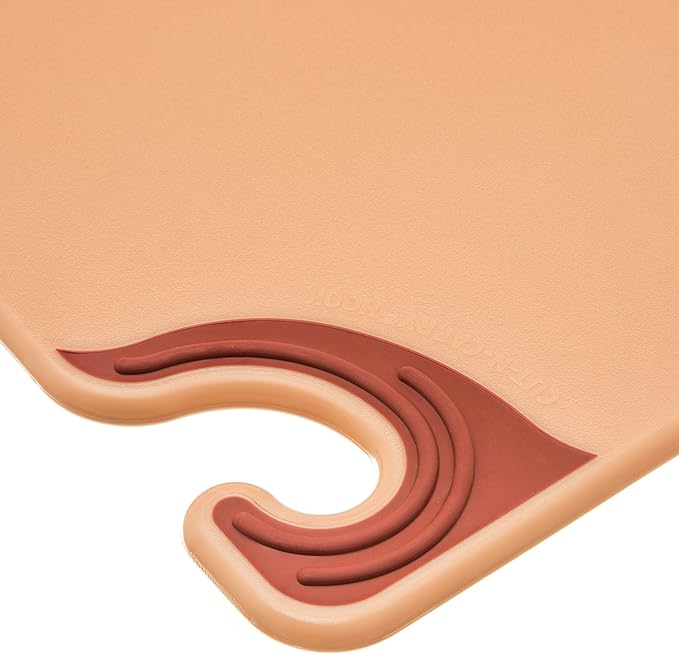 San Jamar Saf-T-Grip Cutting Board with Molded-in Ruler, Plastic Chopping Board for Kitchen, 12" x 18" x 0.5", 6 Count, Brown