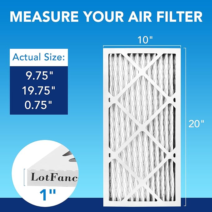 LotFancy 10x20x1 Air Filter MERV 13 4-Pack, Electrostatic Pleated HVAC Furnace