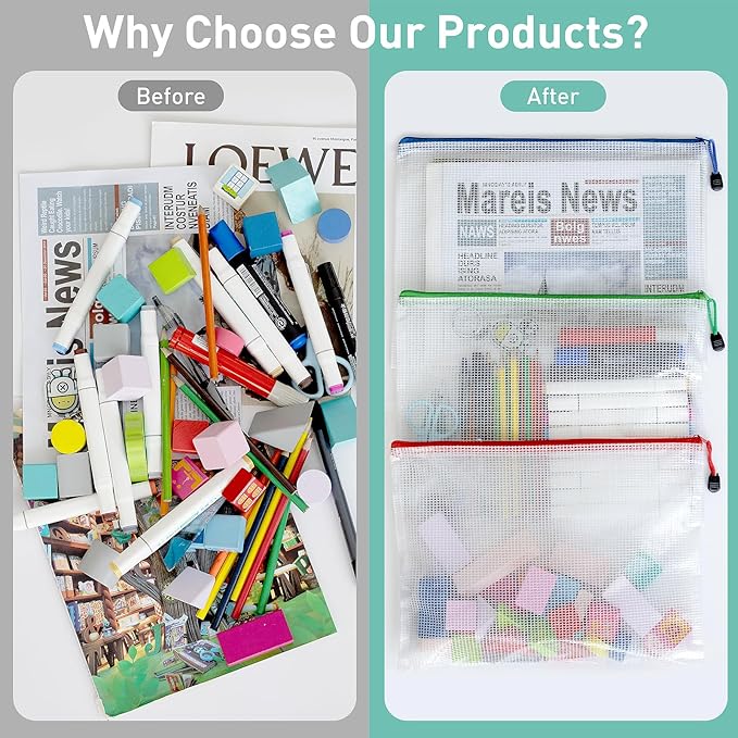 18pcs Mesh Zipper Pouch Bags, B5 Mesh Pouch, 9 Colors Zipper Pouches for Organizing, Travel Pouch, School Office Organize
