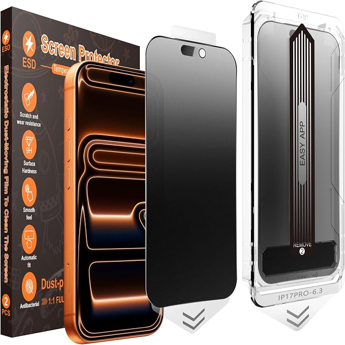 [2-Pack Matte Tempered Glass Screen Protector for iPhone 15 Pro Max Anti-Fingerprint &amp Oil Resistant Smooth as Silk 9H Hardness Bubble-Free Case Friendly 6.7-Inch