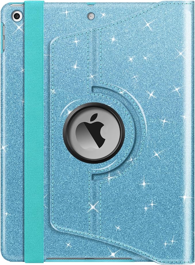 Fintie 360° Rotating Case for iPad 9th / 8th / 7th Generation 10.2 Inch | Swivel Stand Portrait &amp Landscape Viewing Shockproof Cover with Pencil Holder Auto Wake/Sleep Aqua Wave
