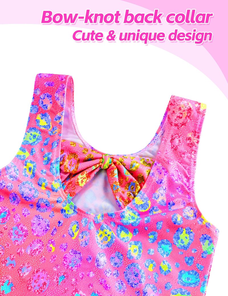 Alikhonf Gymnastics Leotards for Girls Toddler Kids Tumbling Outfit Suits Unitard with Pink Biketards Scrunchie Shorts 6-7 7-8 9