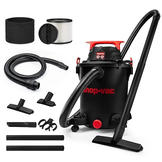 Shop-Vac 5430115 Wet/Dry Vacuum, 10 Gallon, Black, 4.5 Peak HP, 1-7/8 Inch Diameter x 7 ft Hose, 15 ft Cord, Ideal for Jobsite, Garage, Workshop & Home