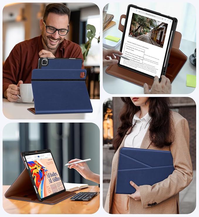 DTTO for iPad Pro 12.9 6th/5th/4th Gen Case (2022/2021/2020) Black | 360 Degree Rotating Premium Faux Leather Folio Stand Cover with Pencil Holder for iPad Pro 12.9 3rd Generation Case 2018