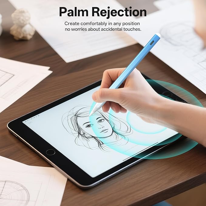 Stylus Pen for iPad Pro with Fast Charging Tilt Function Palm Rejection | Compatible with iPad 2018-2025: Works with iPad Pro Air Mini and iPad models for writing drawing and note-taking