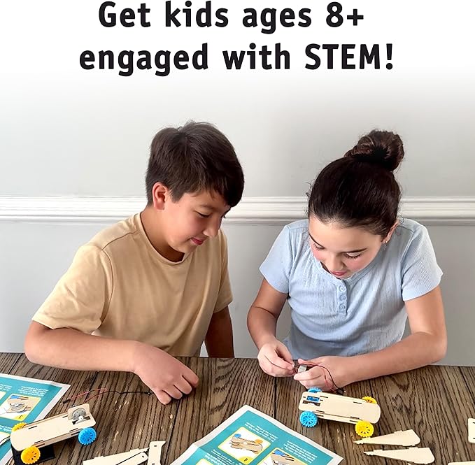 Solar Powered Car Kit (2-Pack) – Build-Your-Own Wooden Solar Vehicles for Kids, STEM Engineering Project Kits for Classroom, Renewable Energy Science Experiments, Ages 8 and up