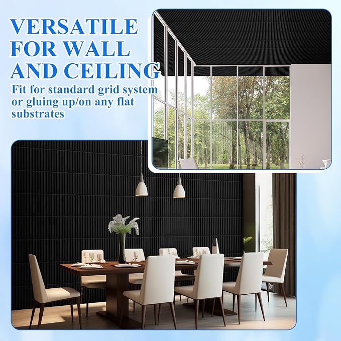 Nuanchu 120 Pcs 3D Slat Wall Panels 12 x 12 Inch PVC Fluted Textured Panel