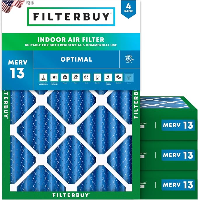 Filterbuy 20x23x4 Air Filter MERV 13 Optimal Smoke & Allergy Defense,