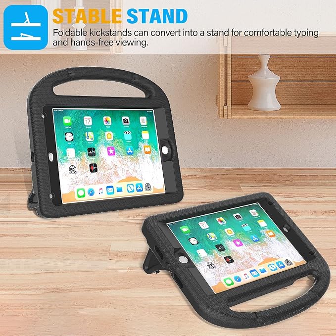 SUPLIK Kids Case for iPad mini 4/5 (7.9) Built-in Screen Protector Durable Shockproof Protective Cover with Handle Stand for 7.9 inch Apple iPad mini 4th/5th Generation Black