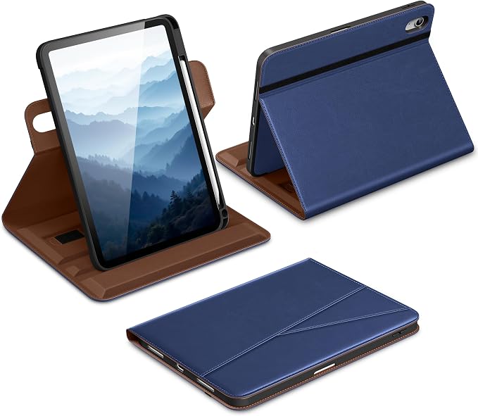 DTTO for iPad Air 11 inch Case M4/M3/M2 (2026/2025/2024) Black | 360 Degree Rotating Premium Faux Leather Folio Stand Cover with Pencil Holder Auto Sleep/Wake Multiple Angles Hand Strap