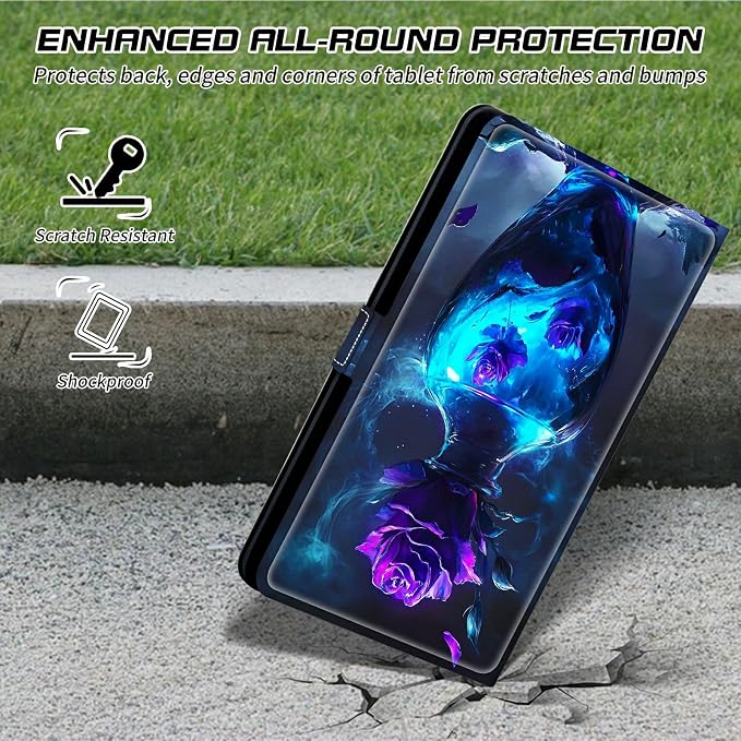 for Walmart Onn 10.1 2024 Onn 10.1 Gen 4 Universal Tablet Case 360 Degree Rotating Kickstand Protective Stand Case with Multiple Viewing PU Leather Shell Case Black Book Cat