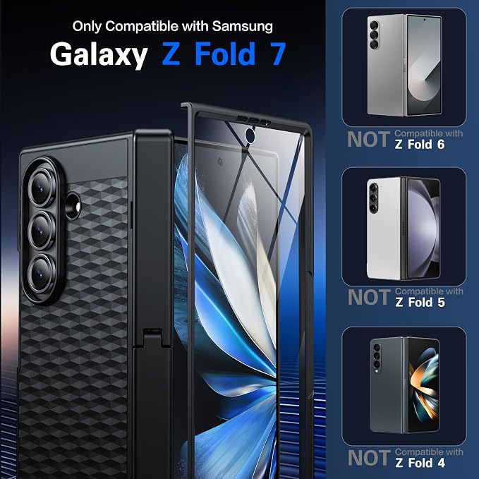 Magnetic for Samsung Galaxy Z Fold 7 Case+Screen Protector | [Hinge Protection] [Kickstand][Compatible with MagSafe] Full Body Protective Phone Case for Galaxy Z Fold 7 Gold