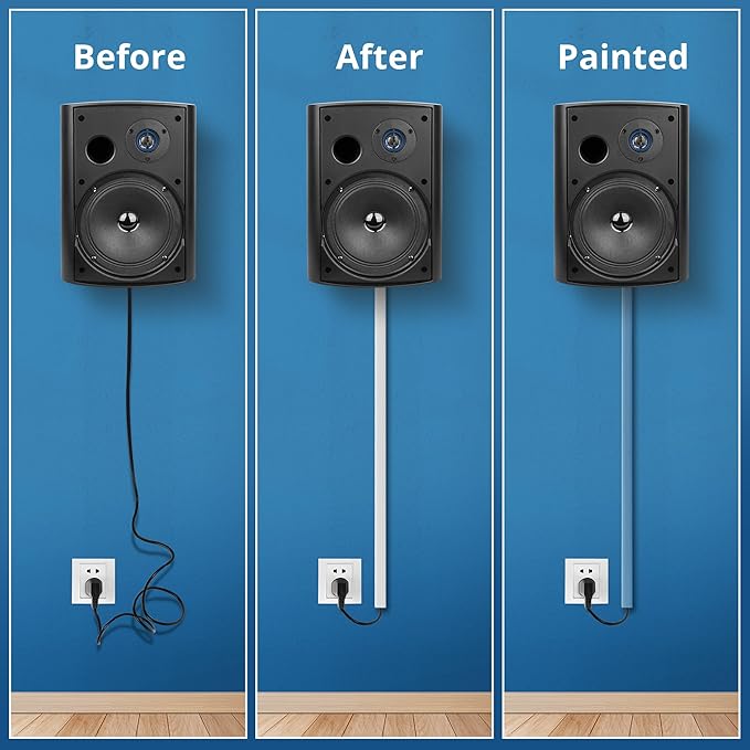 136in Cord Hider for Wall Mount TV, White Wire Covers for 1 Mini Cords, YCLYC 8Pack Cable Hider Kit, Paintable Power Wall Cord Cover, Wire Hiders for TV on Wall Cable Raceway - L17in W0.6in H0.36in