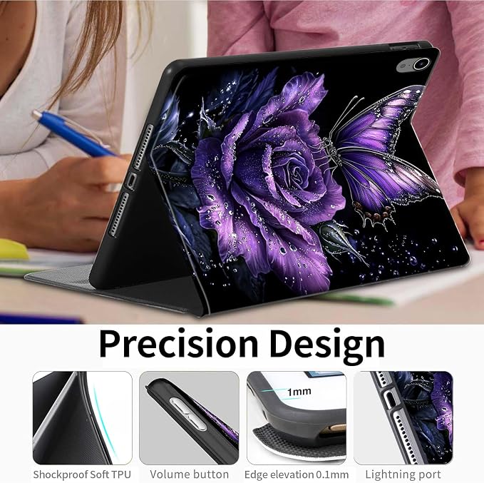 Case for iPad (A16) 11th Generation 11 Inch (2025)for iPad 10th Generation 10.9 Inch (2022)PU Leather Slim Standing Smart Coverwith Auto Sleep/Wake-Black White Flag