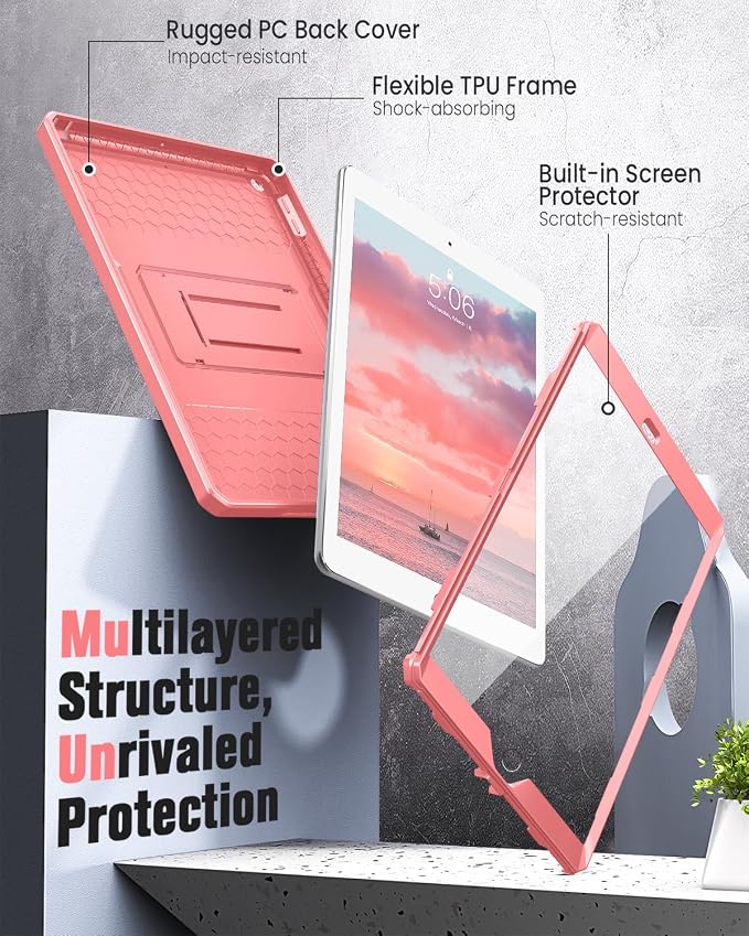 MoKo Shockproof Case Fit 2018/2017 iPad 9.7 6th/5th Generation Black | Heavy Duty Shockproof Full Body Rugged Hybrid Cover with Built-in Screen Protector for Apple iPad 9.7 Inch 2018/2017