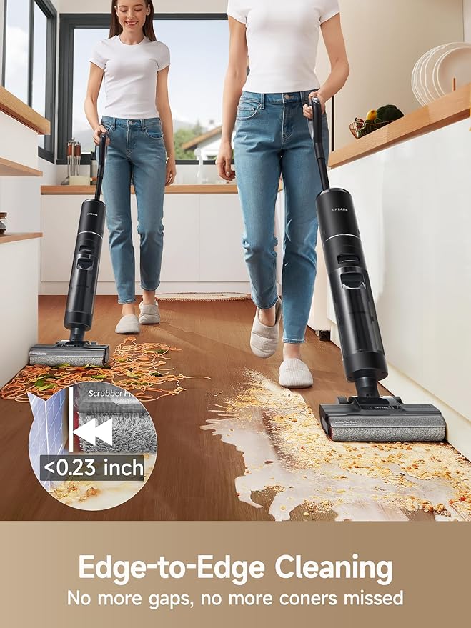 DREAME H12 PRO Vacuum Mop, Wet Dry Vacuum Cleaner for Hard Floor, Vacuum and Mop at The Same Time for Wet & Dry Messes, Auto Self-Cleaning, Edge to Edge Cleaning with Hot Air Drying