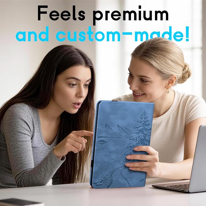 Galaxy Tab S10 Lite / S10 FE / S9 FE Case(10.9 Inch) Frozen Lake Premium Leather with Soft-Touch Feel Built-in Card Slots Adjustable Kickstand Slim and Lightweight ICY Blue