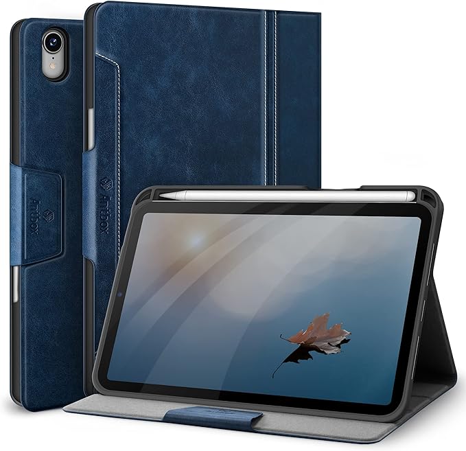 Antbox Case for iPad mini 7 A17 Pro for iPad mini 7th/6th Generation | Built-in Pencil Holder Vegan Leather Smart Cover with Auto Sleep/Wake Stand Function