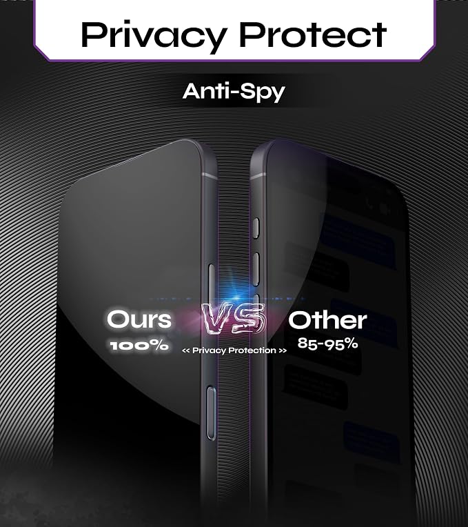 Defenslim for iPhone 15 Pro Privacy Screen Protector (2Pack) Easy Auto-Dust &amp Align Install Kit 6.1 Tempered Glass 9H Hardness Privacy Protection Case Friendly SpyShield