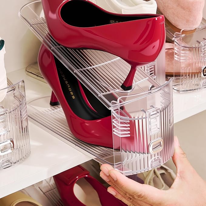 Adjustable Shoe Slots Organizer,36PACK Transparent Shoe Stackers Shoe Rack Holder Shoe Space Savers Double Layer Stack Shoe Racks for Closet Organization(Transparent)