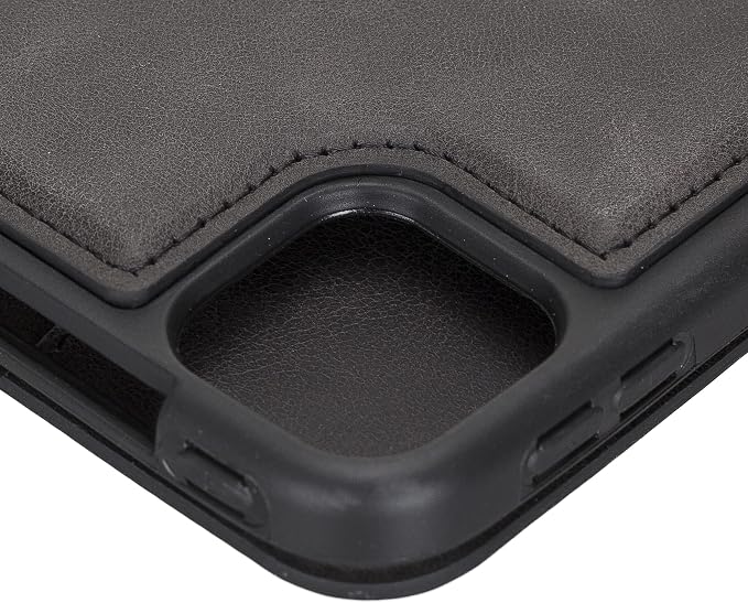 Genuine Leather Handmade iPad 10.2 Magnetic Closure Case with Separeted Compartments and Card Slots for Women &amp Men (8th Gen 2020) (7th Gen 2019) (Black)