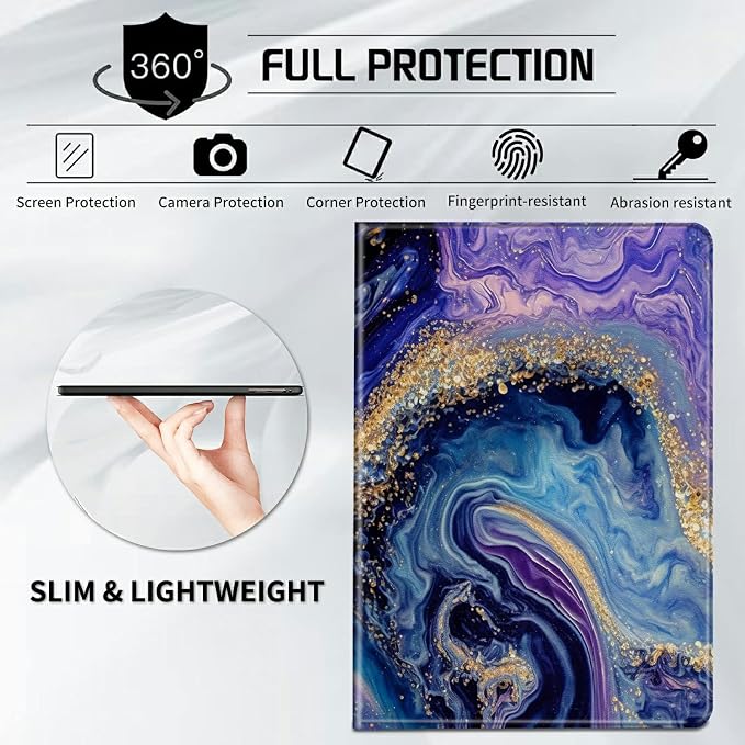 Case for Samsung Galaxy Tab A9 Plus 2023/A11 Plus 2025 11 inch Lightweight Protective PU Leather Smart Stand Cover with Auto Wake Sleep Tablet Case Cover - American Flag &amp Fish