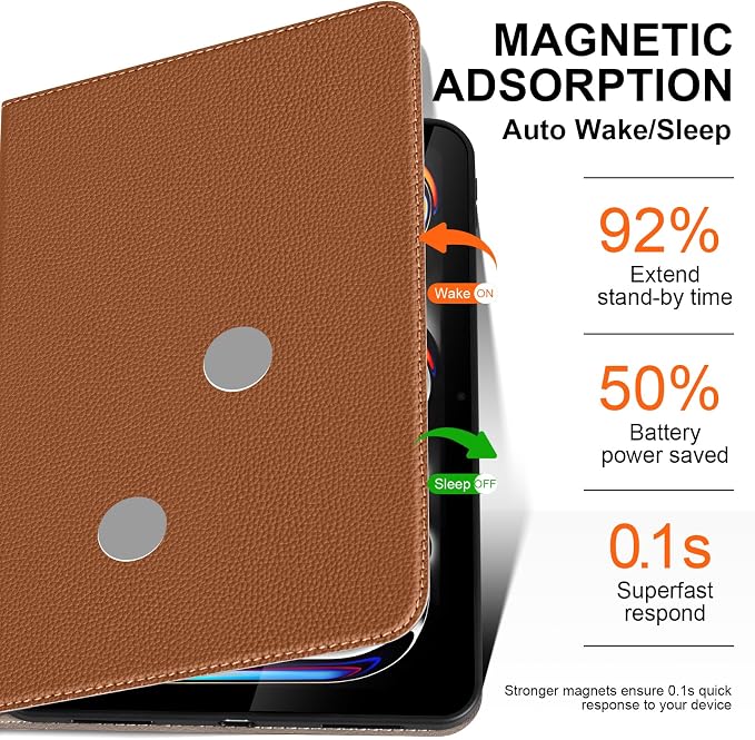Leather Case for iPad Pro 13 (M4/M5) 2024/2025 Black | Premium Leather Business Folio Stand Cover Auto Wake/Sleep Multiple Viewing Angles