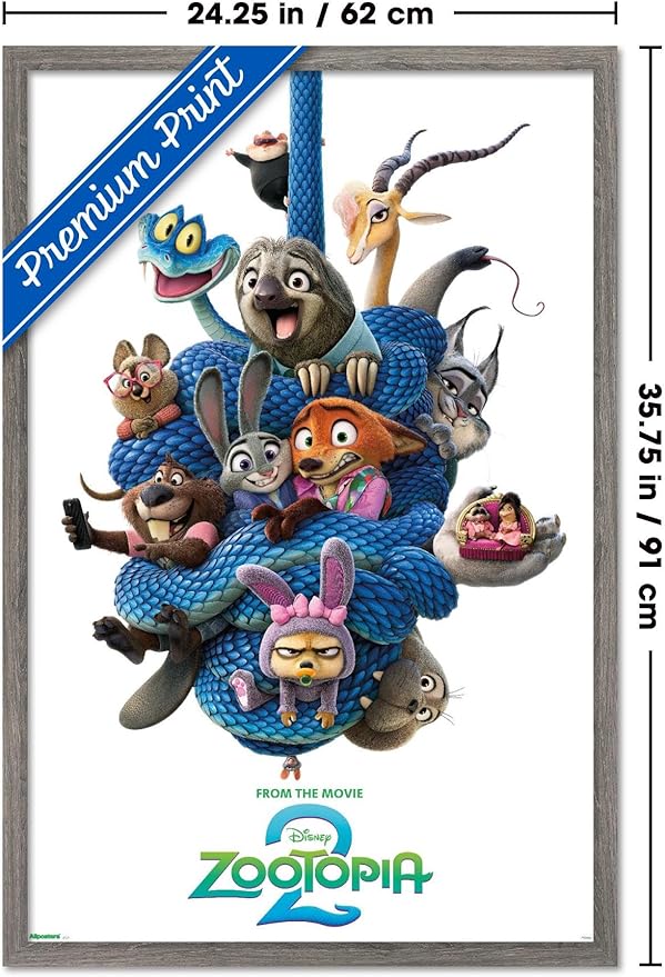 Disney Zootopia 2 (2025) - Group One Sheet Wall Poster, 34L" x 22.4W", Barnwood Framed Version
