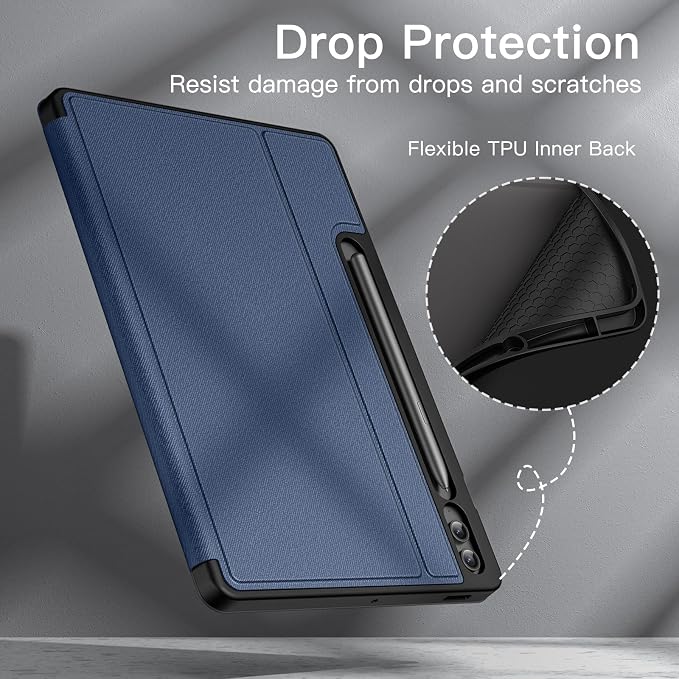 JETech Case for Samsung Galaxy Tab S9 FE+ / S9 FE Plus 12.4-Inch with S Pen Holder Slim Folio Stand Protective Tablet Cover Multi-Angle Viewing (Black)