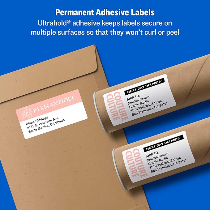 Avery Printable Shipping Labels, Sure Feed Technology, 3-1/3" x 4", White, Laser/Inkjet Printable, 60 Blank Mailing Labels per Pack, 300 Total (5 Packs of 15264)