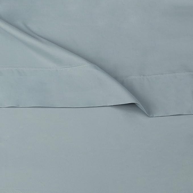 Amazon Basics Lightweight Super Soft Easy Care Wrinkle Free Microfiber 3 Piece Bed Sheet Set with 14-Inch Deep Pockets, Twin, Spa Blue, Solid, Kids, Men & Women Bedding