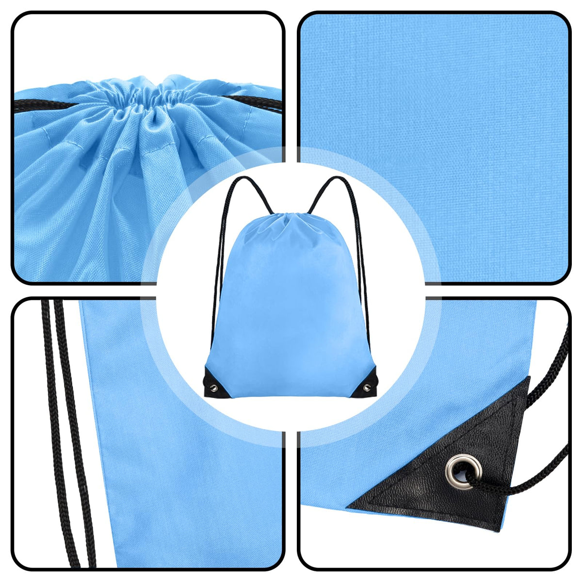Grneric Drawstring Backpack Bulk 70Pcs String Backpack Drawstring Bags Cinch Bag Sackpack for Men Women Gym(Sky Blue)