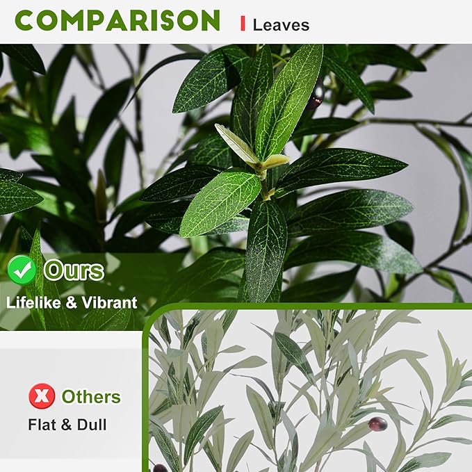 Large Faux Olive Tree Tall Artificial Trees with Pot Indoor Outdoor Realistic Floor Fake plantas for Home Living Room Bedroom Office Porch Outside Patio arboles para decoracion Housewarming Gift