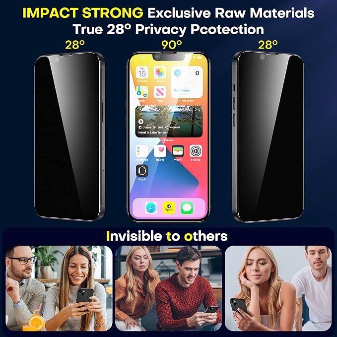 ImpactStrong Anti-Spy Privacy Screen Protector for iPhone 11 / iPhone XR (6.1-Inch) 9H Tempered Glass Shatter-Resistant Anti-Scratch Easy Install Kit Case Friendly 2-Pack