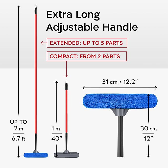 Tyroler Professional Window Squeegee for Home, 12"-80" Long Squeegee for Window Cleaning, 2-in-1 Window Cleaning Squeegee Kit, Indoor & Outdoor Window Cleaner Tool for High Windows & Glass