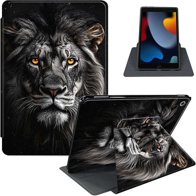 for iPad 11th Generation (A16 2025) 11 / iPad 10th Gen 10.9 2022 Case 360° Rotating PU Leather Stand Cover with Auto Sleep/Wake Shockproof TPU Backl Raccoon Perched