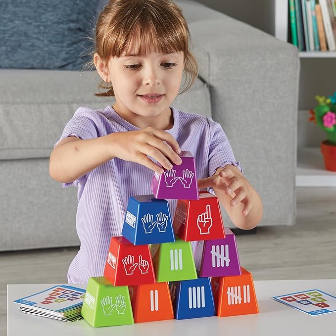 Learning Resources Number Stackers - Math Manipulatives, Addition and Subtraction Flash Cards, Counting Activities, Montessori, Fine Motor Skills, Problem Solving, Classroom Must Haves, Gifts for Kids