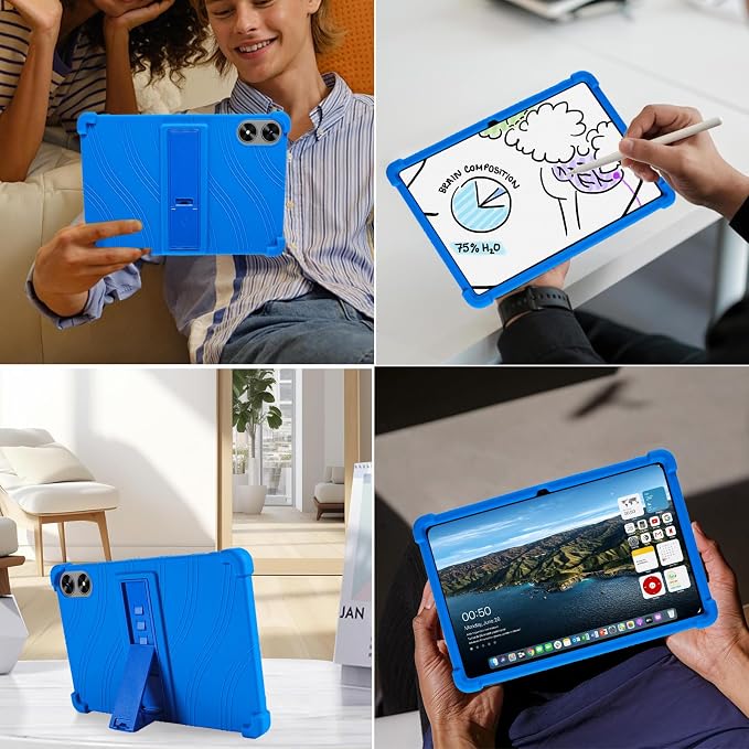 ATOOZ for SHARECLOUD P10_T Tablet Case 10.1 inch 2025Black | Soft Silicone Kids Case for Frameflow P10_A Tablet with PC Stand