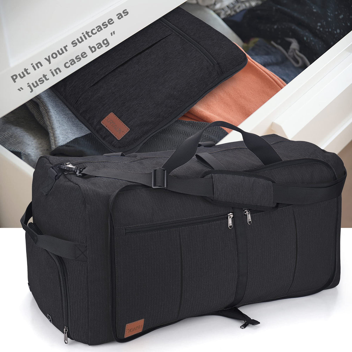 120L Foldable Collapsible Waterproof Travel Duffel Bag for Men and Women with Shoe Compartment