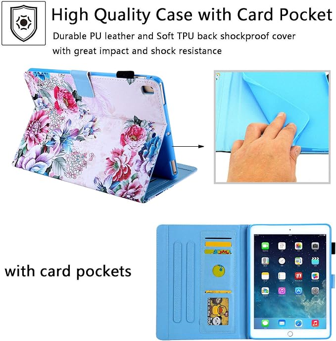 for Apple iPad 10.2 Case 9th/8th/7th Generation Cover (2021/2020/2019) with Auto Wake/Sleep Ultra Thin Lightweight Trifold Stand Folio PU Leather &amp Hard Back Hybrid Cover Almond Blossom