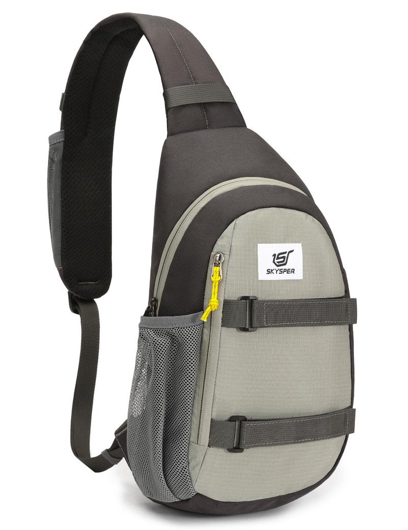 SKYSPER Sling Bag Anti-Theft RFID Crossbody Bag Travel Cross Body Backpack Shoulder Hiking Sling Daypack(Lightgray)