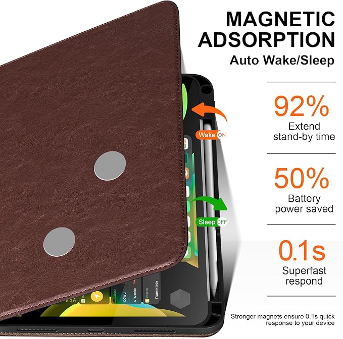 iPad Case 11th Gen 11 &amp 10th Gen 10.9 with Pencil Holder Black | Slim Premium Leather Smart Cover Auto Wake/Sleep Multi-Angle Protective Stand