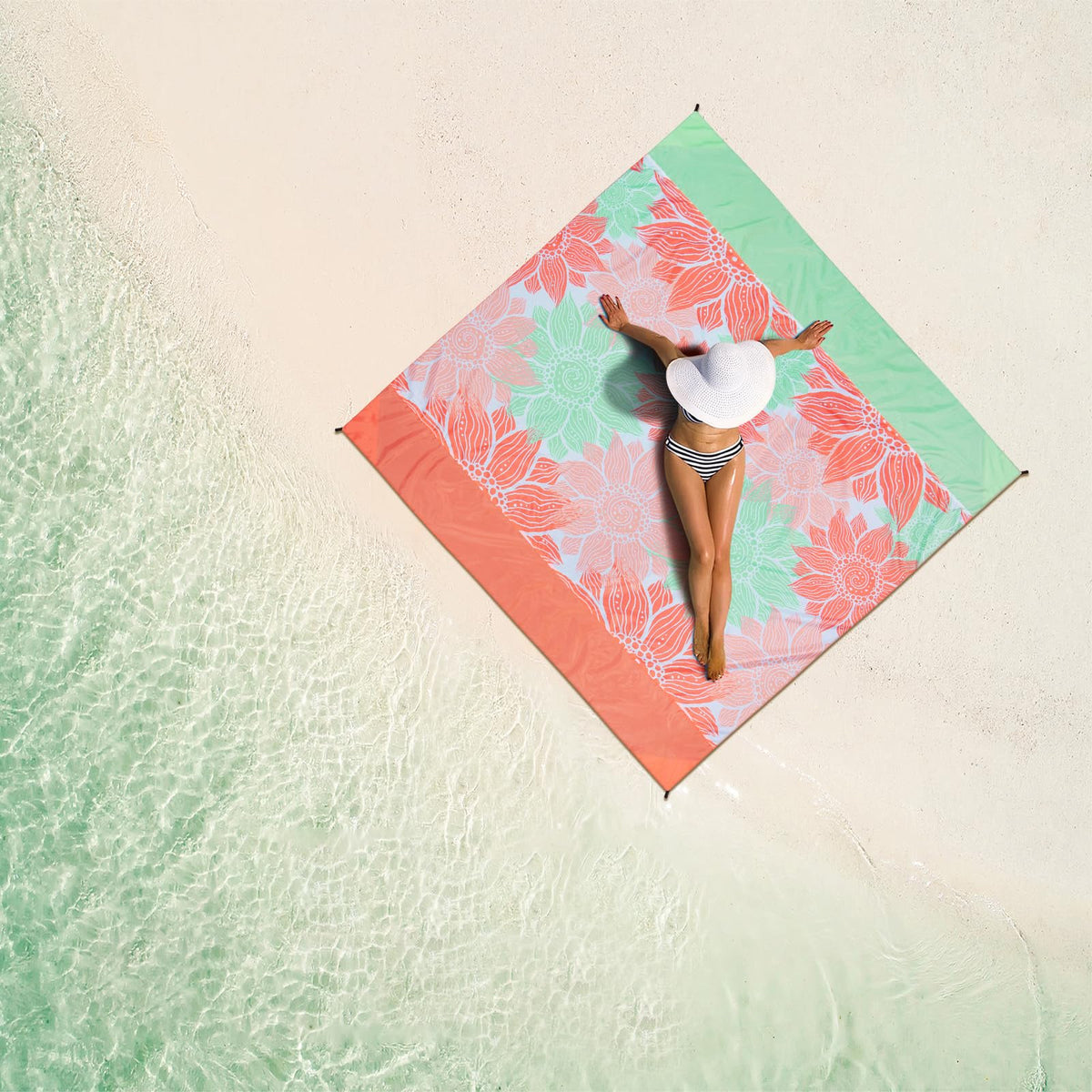 HIHOHO Waterproof Sandproof Beach Blanket Mat for 1-8 Adults, Quick Drying