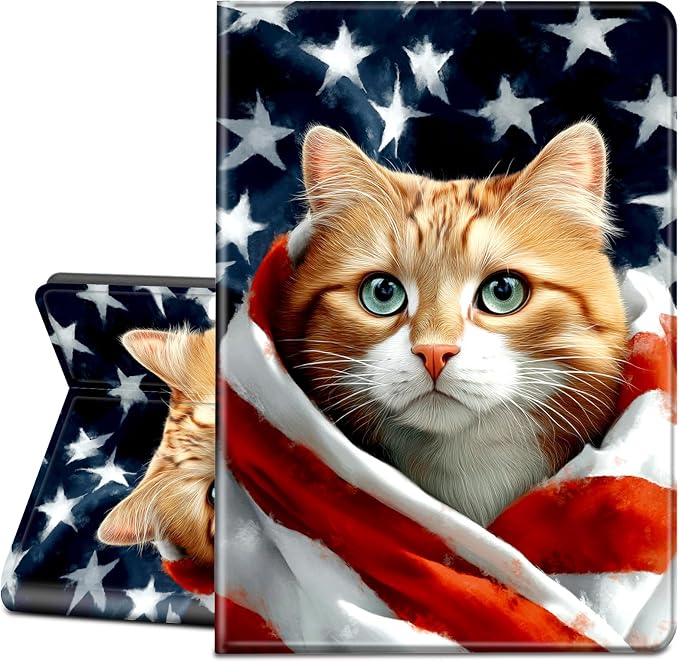 Case for Microsoft Surface Go 4/3/2/1 (2023/2021/2020/2018)-Slim PU Leather Lightweight Adjustable Stand Smart CoverAmerican Flag