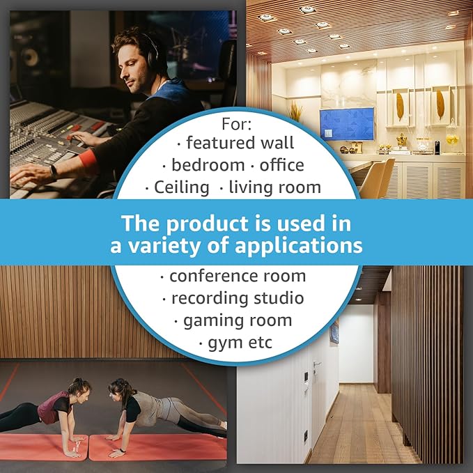 Art3d 6-Piece Wood Slat Acoustic Panels for Stylish Decor and Noise Reduction, 3D Textured Panel for Ceiling and Wall, Oak
