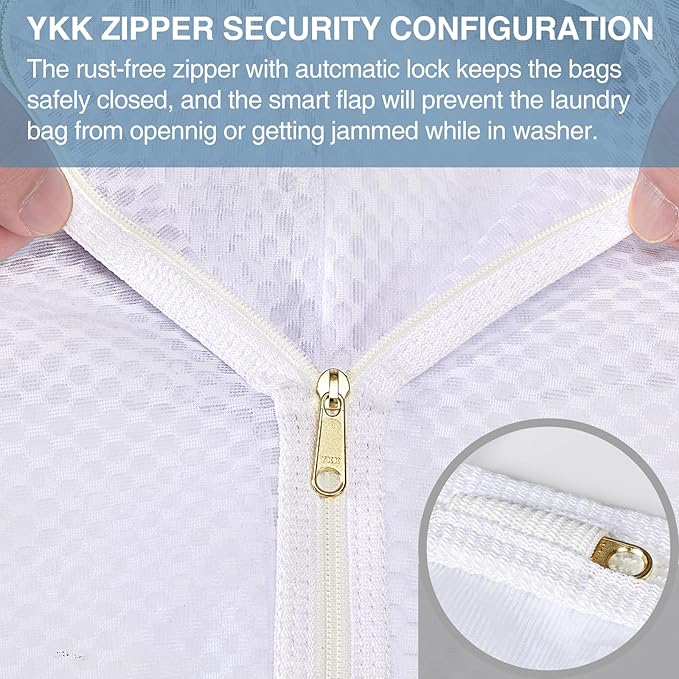 4 pcs Durable Honeycomb Mesh Laundry Bags for Delicates 16" x 19" (2 Large) 12" x 15" (2 Medium)