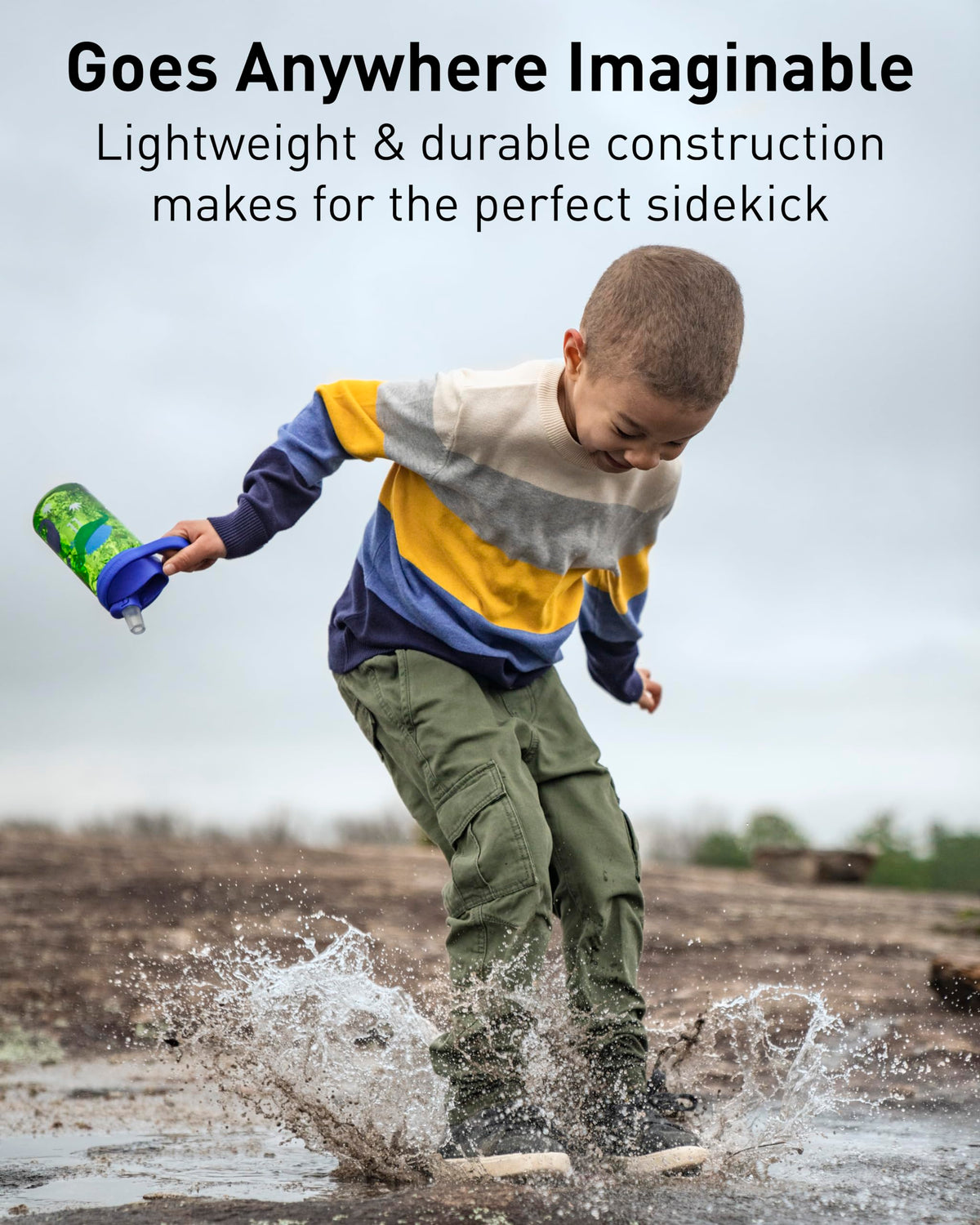 CamelBak Eddy+ Kids Water Bottle with Bite Valve Straw, Leak‑Resistant Easy‑Sip Design for Everyday Hydration, 14oz, Razzle Rainbows