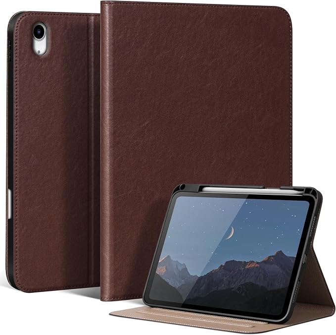 iPad Case 11th Gen 11 &amp 10th Gen 10.9 with Pencil Holder Black | Slim Premium Leather Smart Cover Auto Wake/Sleep Multi-Angle Protective Stand