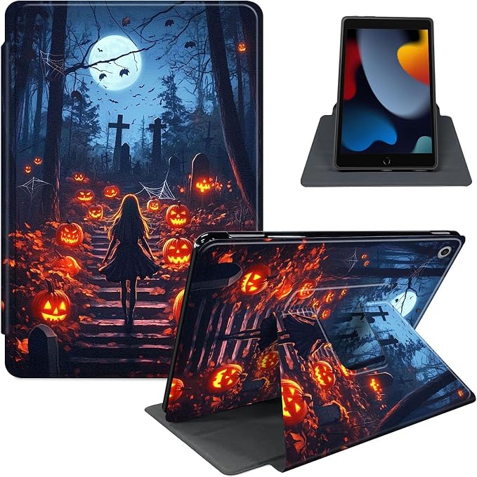 for iPad 11th Generation (A16 2025) 11 / iPad 10th Gen 10.9 2022 Case 360° Rotating PU Leather Stand Cover with Auto Sleep/Wake Shockproof TPU Backl Raccoon Perched