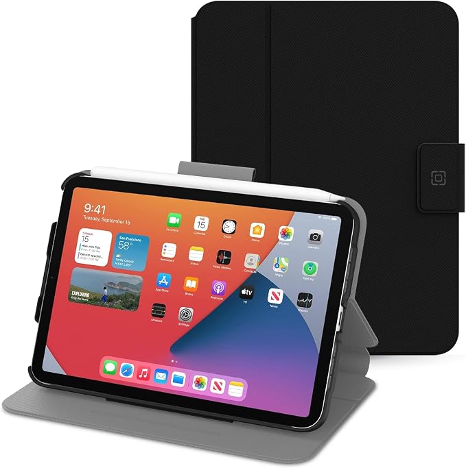 Incipio - SureView Protective Folio Case for iPad 10th Gen Lightweight Slim Cover with Adjustable Stand Scratch Protection (Black)